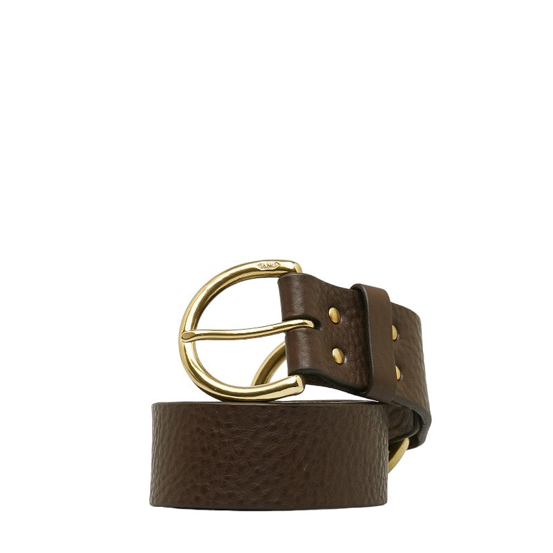 J&M Davidson Leather Ring Belt Brown Gold