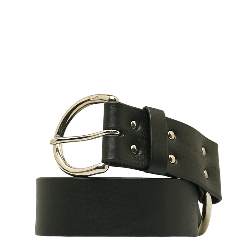 J&M Davidson Leather Ring Belt Black