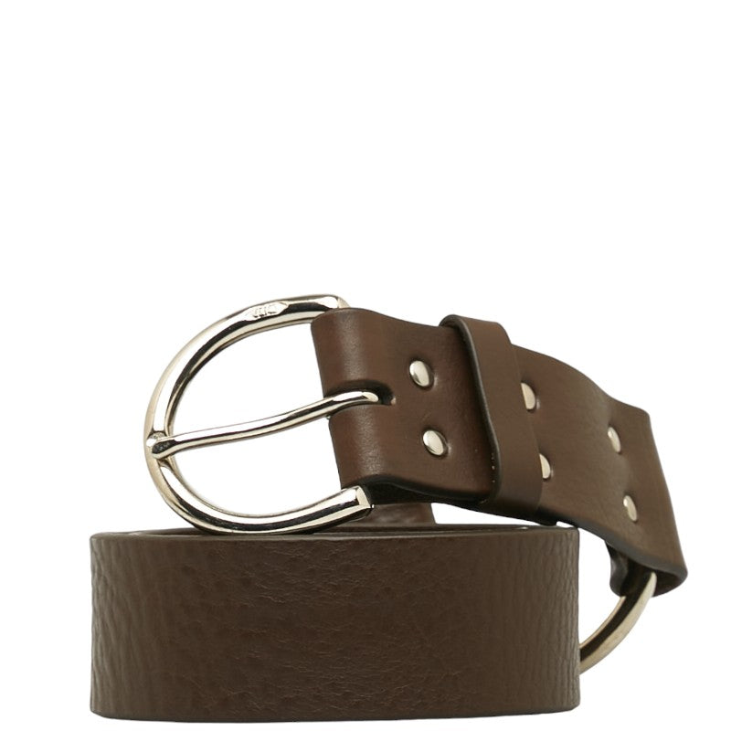 J&M Davidson Leather Ring Belt Brown Silver