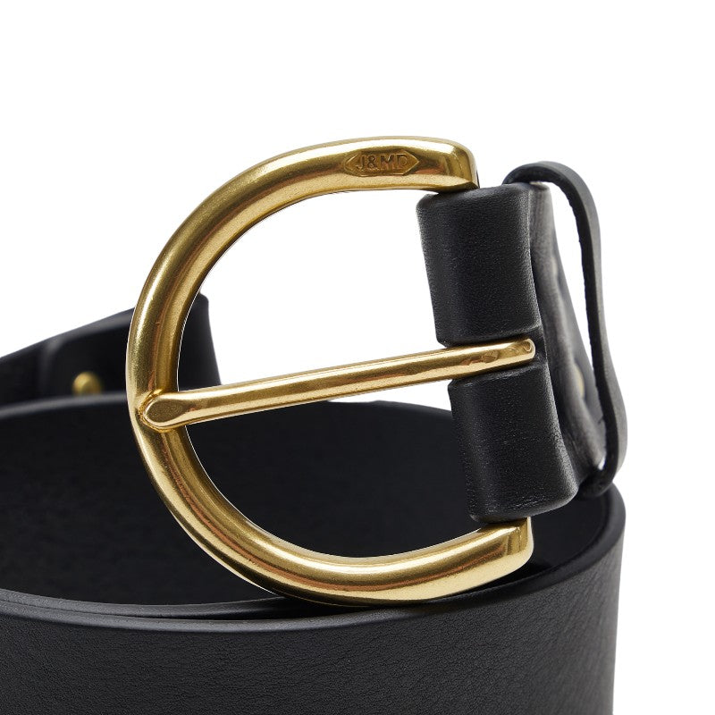 J&M Davidson Leather Ring Belt Black Gold in Very Good Condition