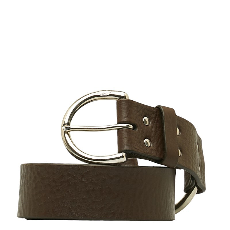 J&M Davidson Leather Ring Belt Brown Silver