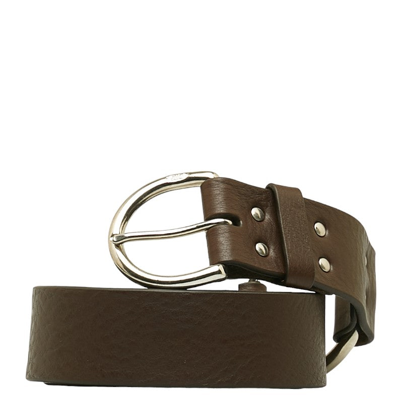 J&M Davidson Leather Ring Belt Brown Silver