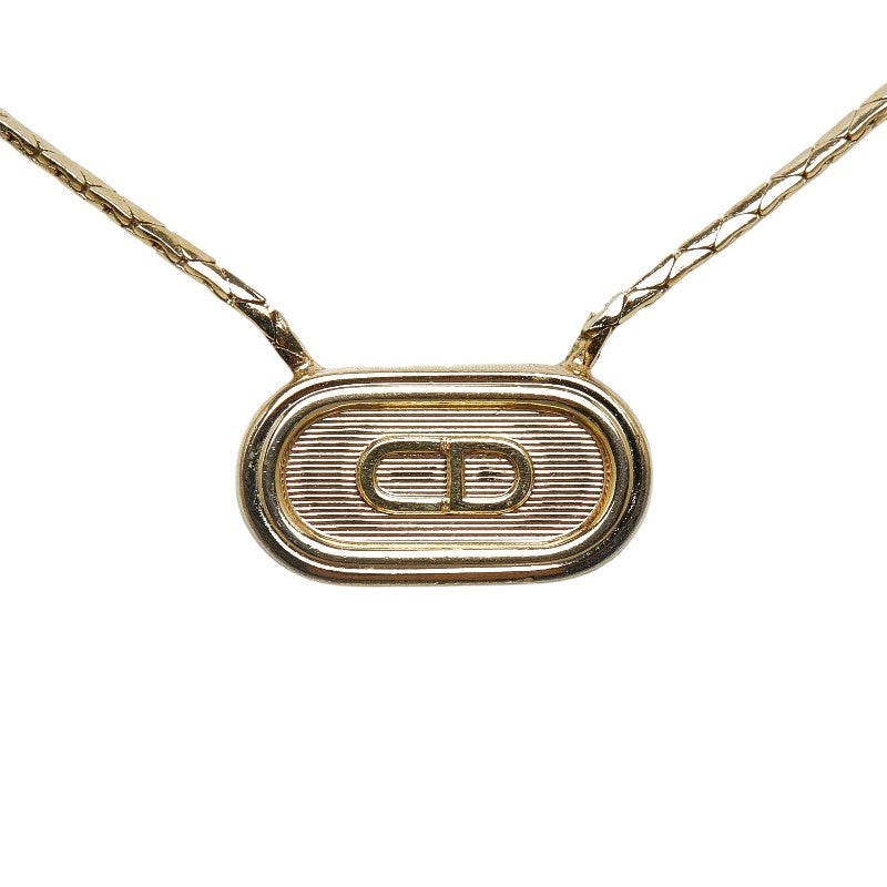 Dior Gold-Plated CD Logo Plate Necklace for Women (Preloved)