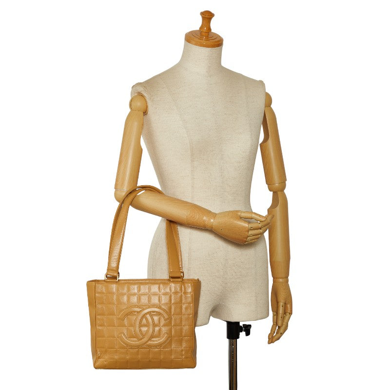 Chanel Leather Chocobar Deco Coco Mark Tote Bag