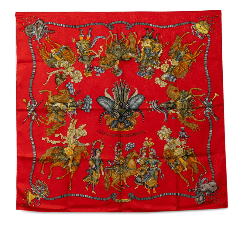 Hermes LES FETES DU ROI SOLEIL Celebration of the Sun King Scarf Canvas Scarf 无法识别 in Excellent condition