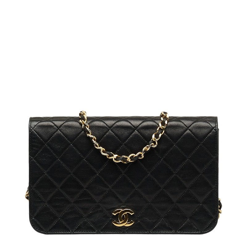 Chanel Matelasse Coco Mark Push Lock Chain Shoulder Bag Black Lambskin in Very Good Condition