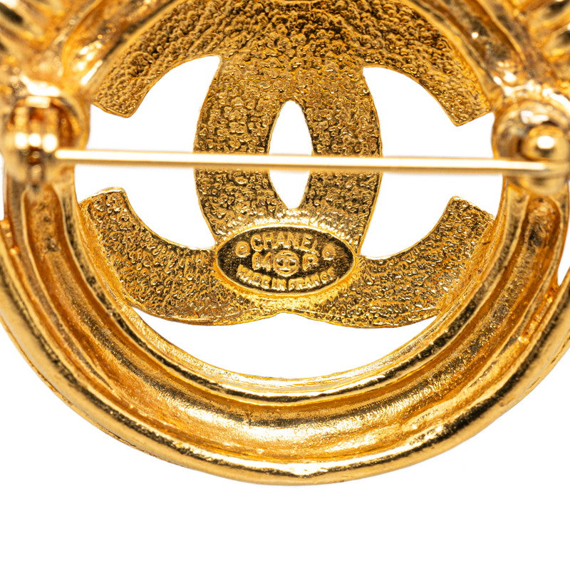 Chanel Vintage Coco Mark Brooch Gold Plated