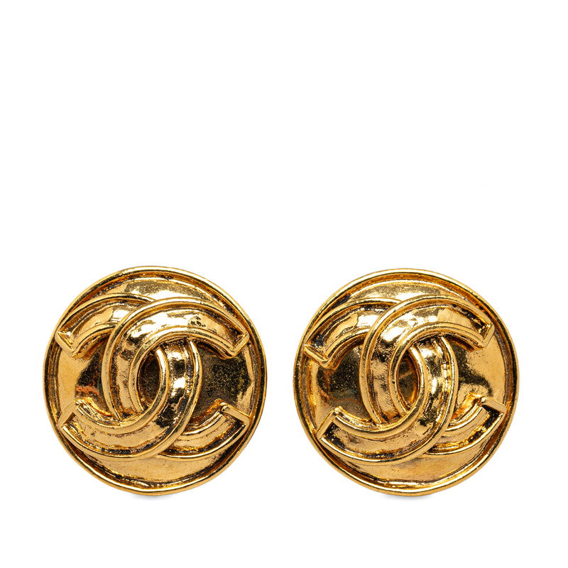 Chanel Vintage Coco Mark Earrings Gold