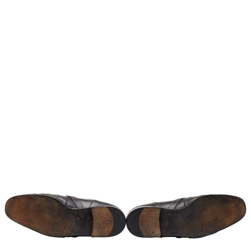 Louis Vuitton Leather Monk Strap Shoes Black