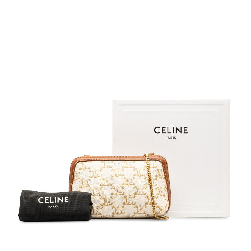 Celine Triomphe Chain Shoulder Bag PVC Leather