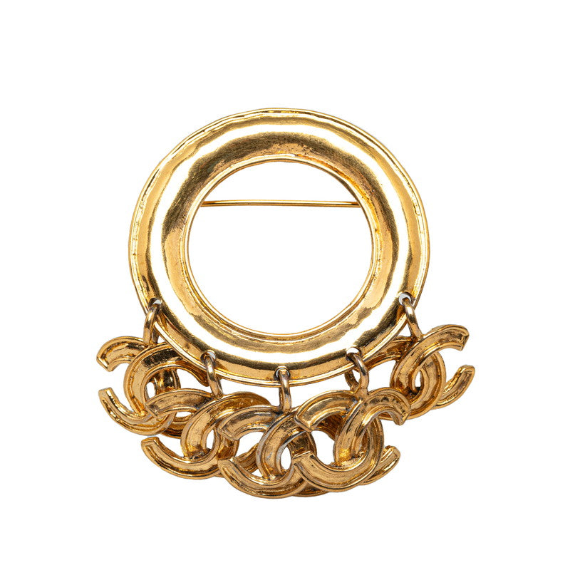 Chanel Vintage Gold Plated Coco Mark 5-Link Brooch in Very Good Condition