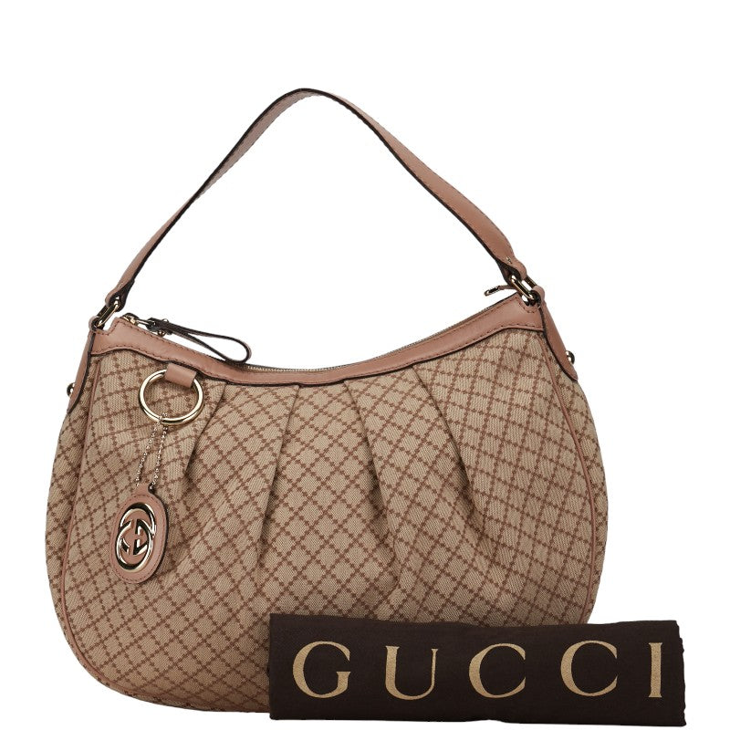 Gucci Diamante Canvas Leather One Shoulder Bag 232955 in Very Good Condition