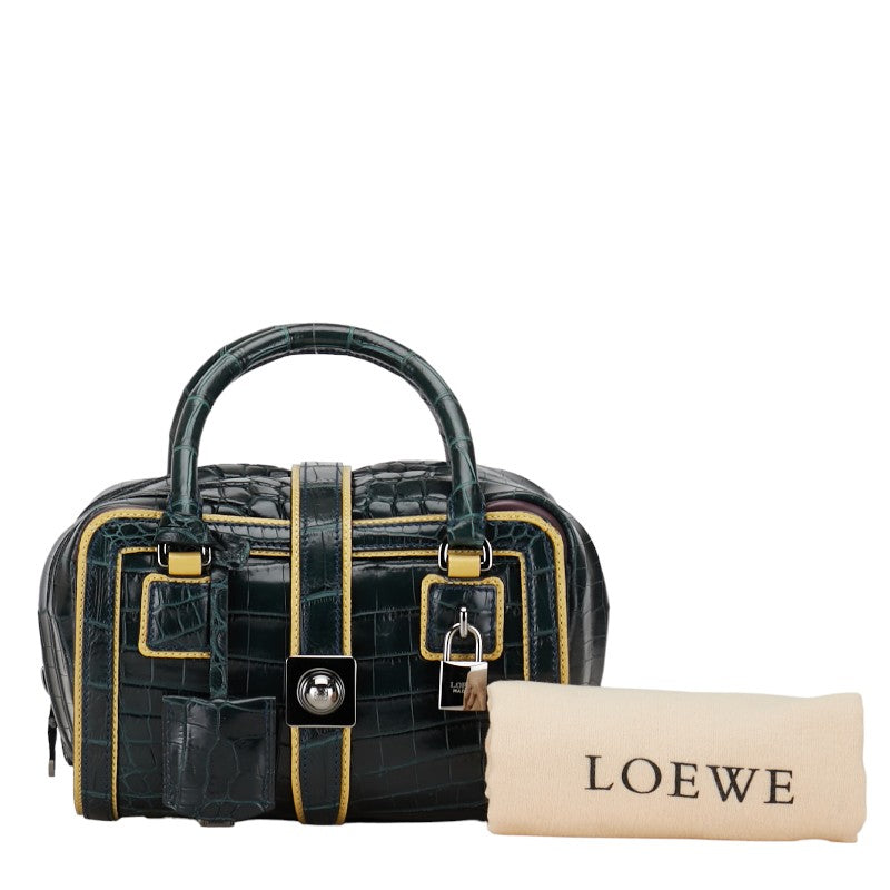 Loewe Croc-Embossed Leather Handbag Green Yellow