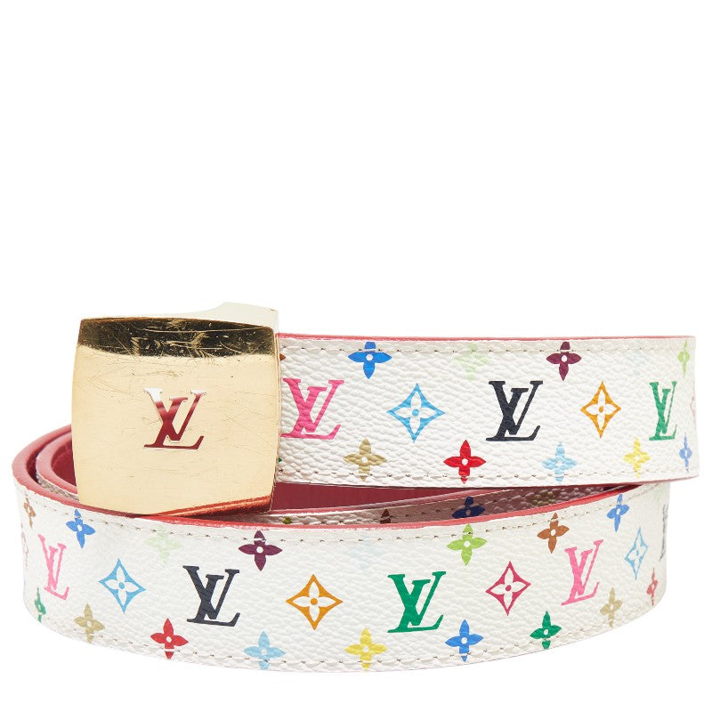 Louis Vuitton PVC Leather 80/32 Sanchure Carre Belt M9682 in Very Good Condition