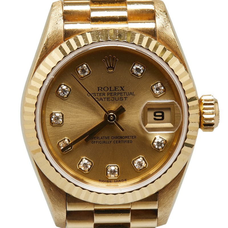 Rolex Datejust 79178G Automatic Gold Dial Diamond Watch in Very Good Condition