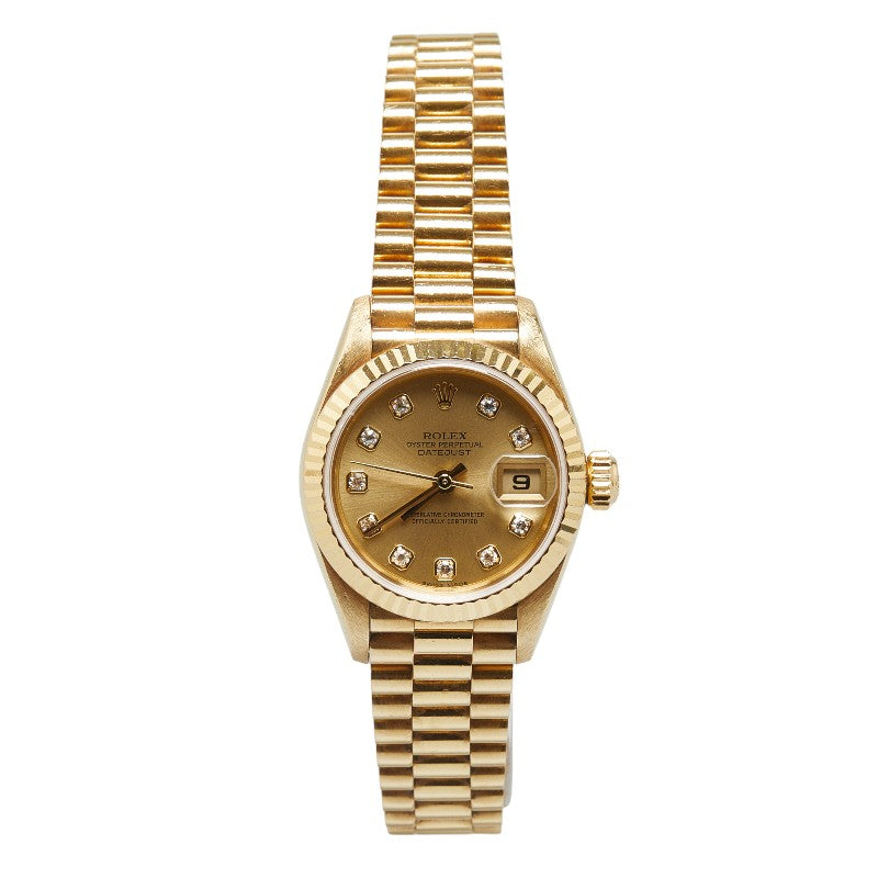 Rolex Datejust 79178G Automatic Gold Dial Diamond Watch in Very Good Condition