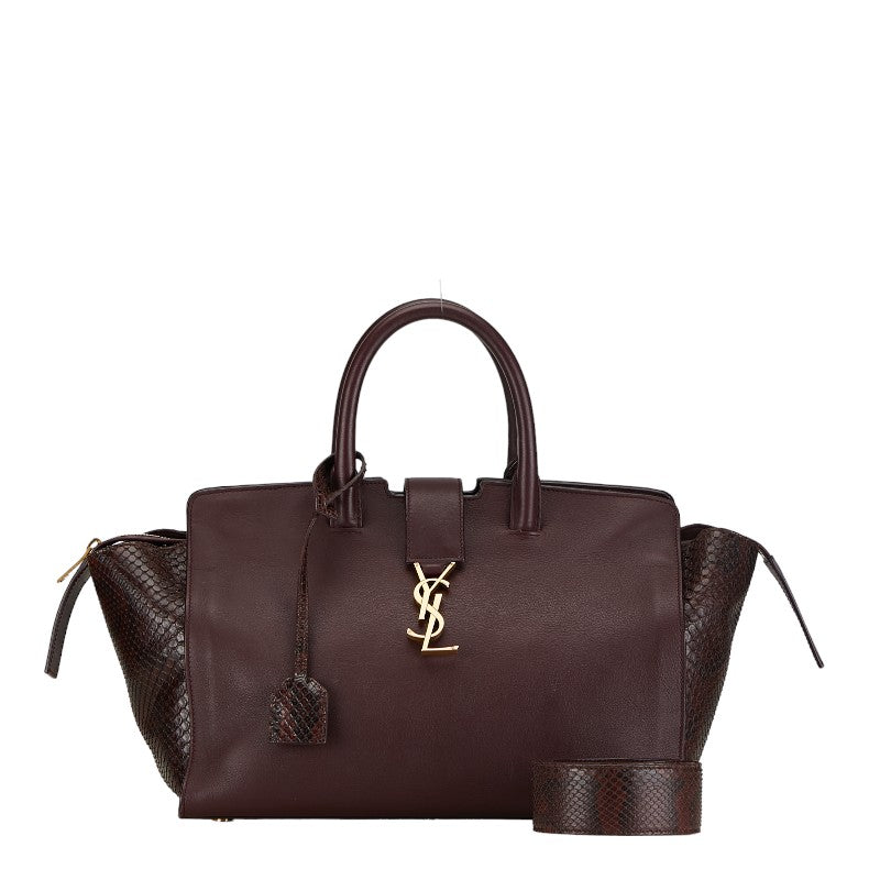 Saint Laurent Leather Python Downtown Handbag 2WAY