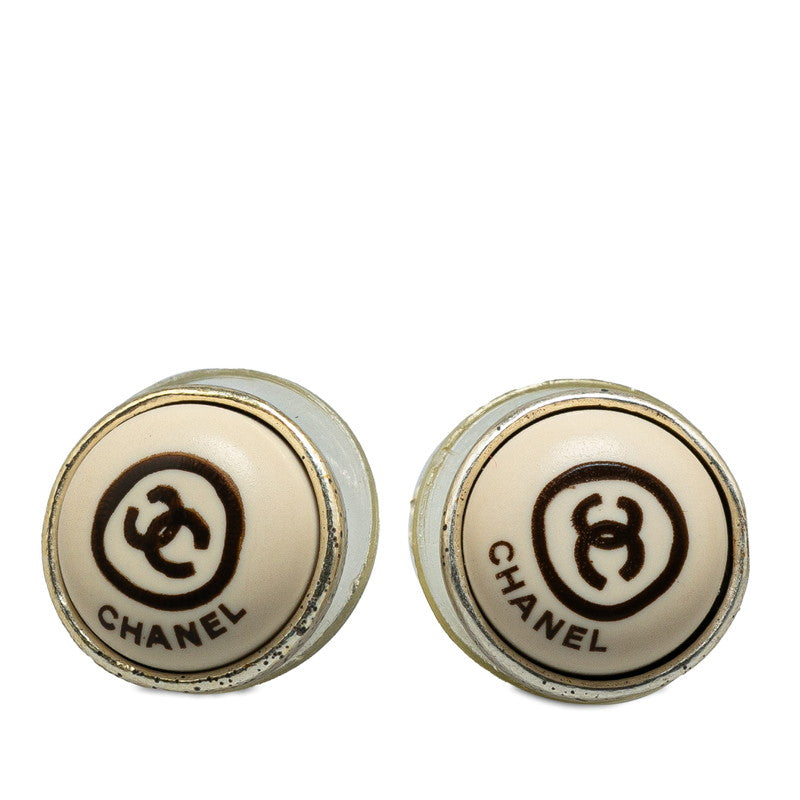 Chanel CC Logo Round Stud Earrings Plastic Earrings in Good condition