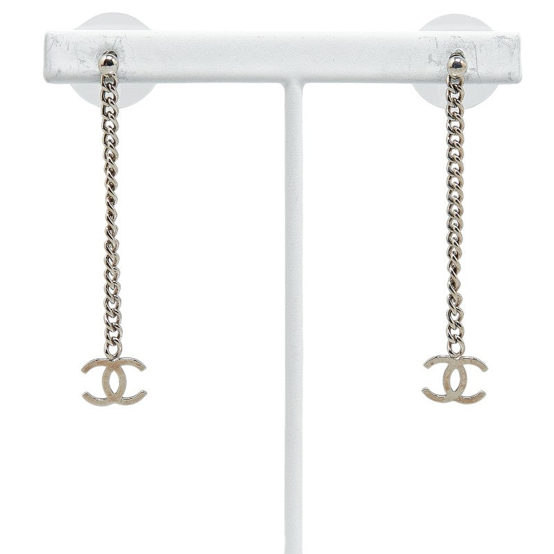 Chanel Coco Mark Long Chain Metal Earrings in Very Good Condition