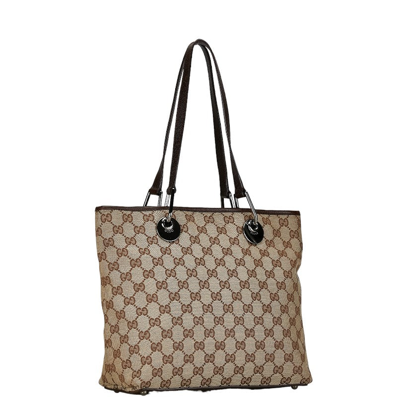 Gucci GG Canvas Leather Tote Bag 139552 in Very Good Condition