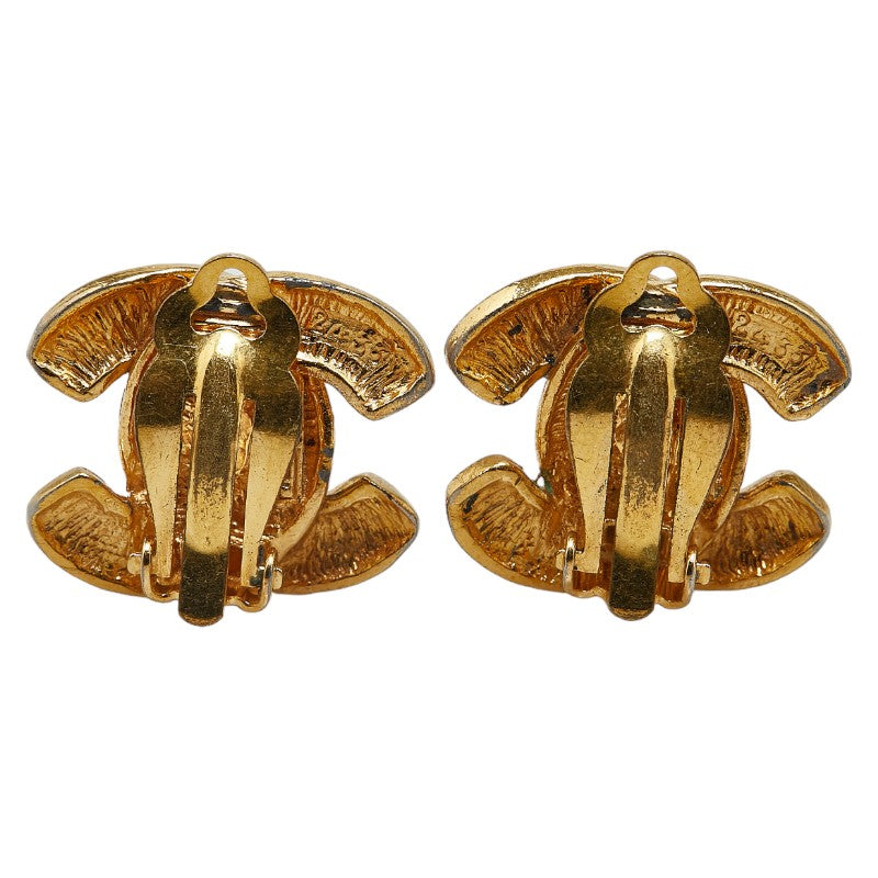 Chanel Matelasse Coco Mark Earrings Gold Plated