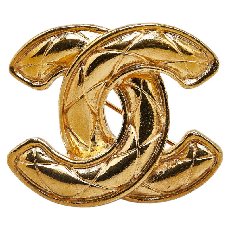 Chanel Quilted CC Logo Brooch Metal Brooch in Excellent condition