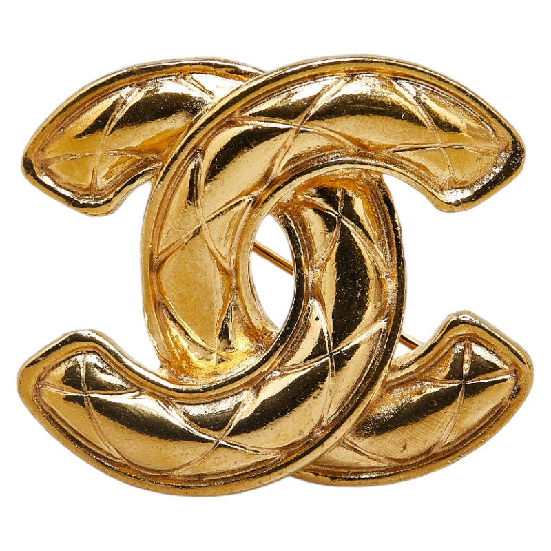 Chanel Matelasse Coco Mark Brooch Gold Plated in Great Condition