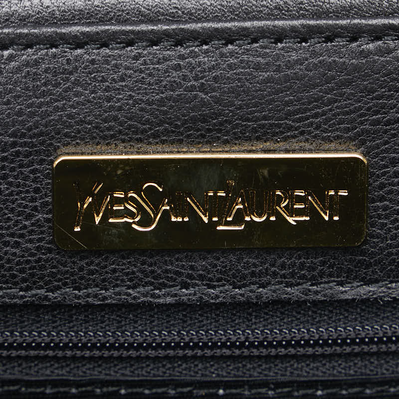 Yves Saint Laurent Leather YSL Logo Handbag Black Gold