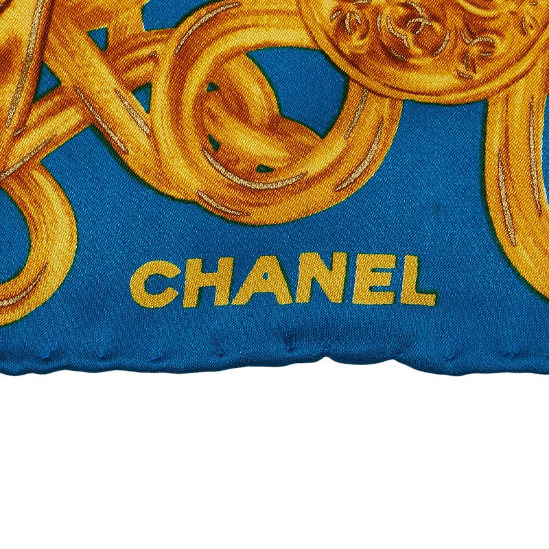 Chanel Silk Scarf Jewelry Motif Blue in Great Condition