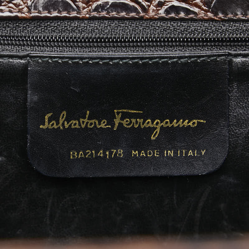 Salvatore Ferragamo Leather Vara Bow Handbag Leather Handbag BA-21 4178 in Good condition