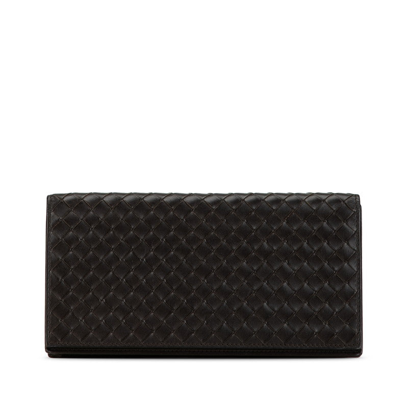 Bottega Veneta Intrecciato Leather Long Wallet in Very Good Condition