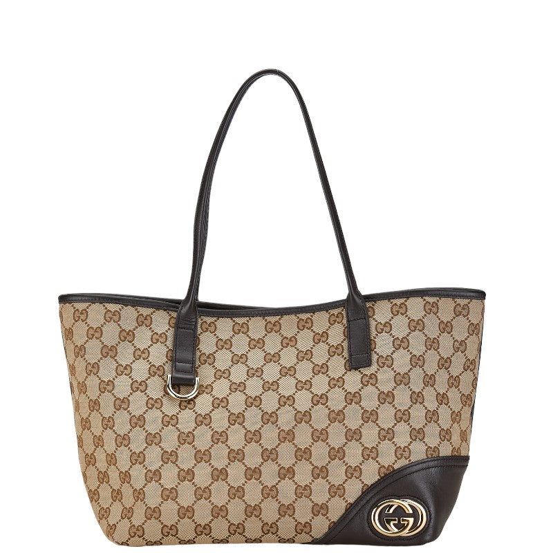 Gucci GG Canvas New Britt Tote Bag 169946 in Very Good Condition