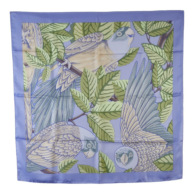 Hermes Silk 90 Les Perroquets Detail Parrot Scarf in Great Condition