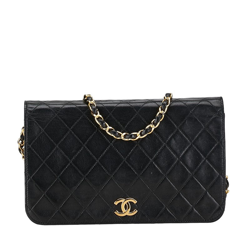 Chanel Matelassé 23 Coco Mark Push Lock Single Flap Chain Shoulder Bag Black Lambskin in Good Condition