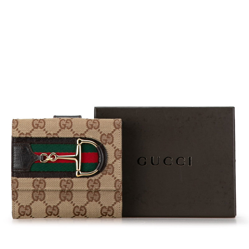 Gucci GG Canvas Leather Bifold Wallet 138031 in Very Good Condition