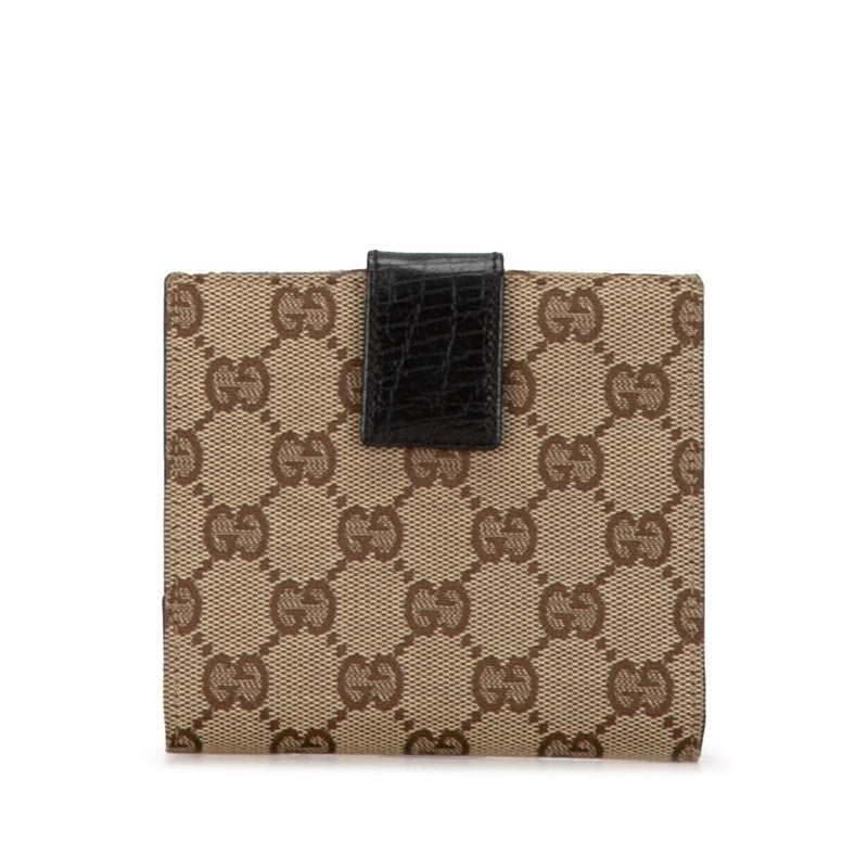 Gucci GG Canvas Leather Bifold Wallet 138031 in Very Good Condition