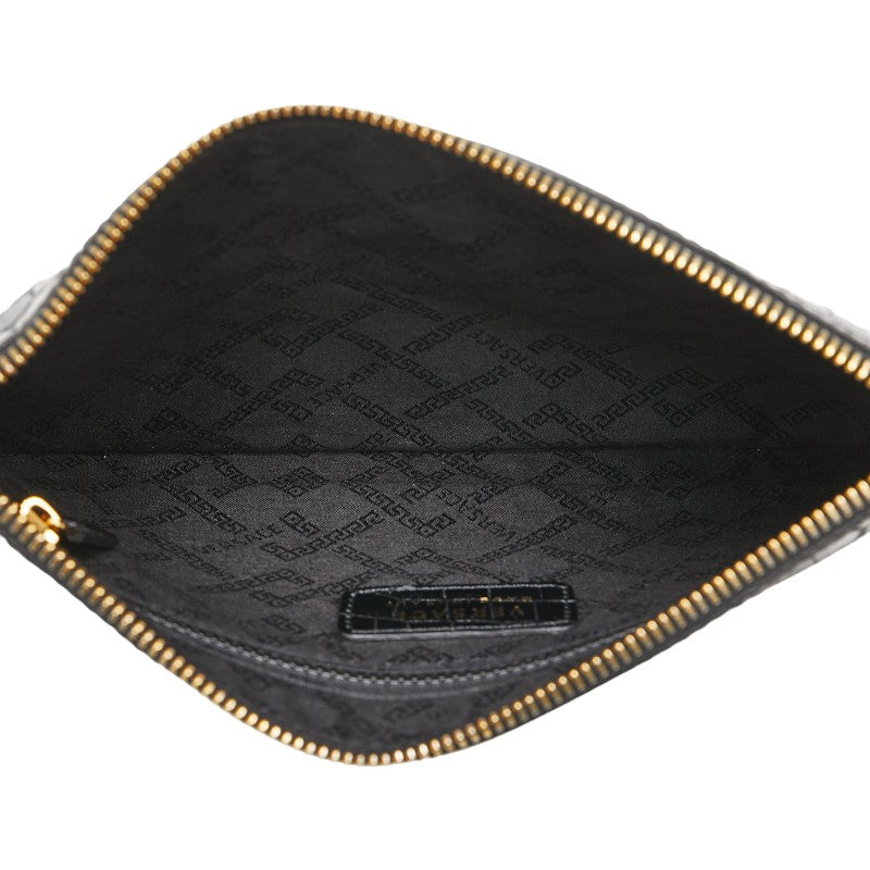 Versace Medusa Croc Embossed Leather Clutch Bag