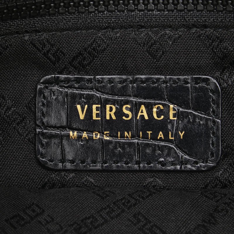 Versace Medusa Croc Embossed Leather Clutch Bag