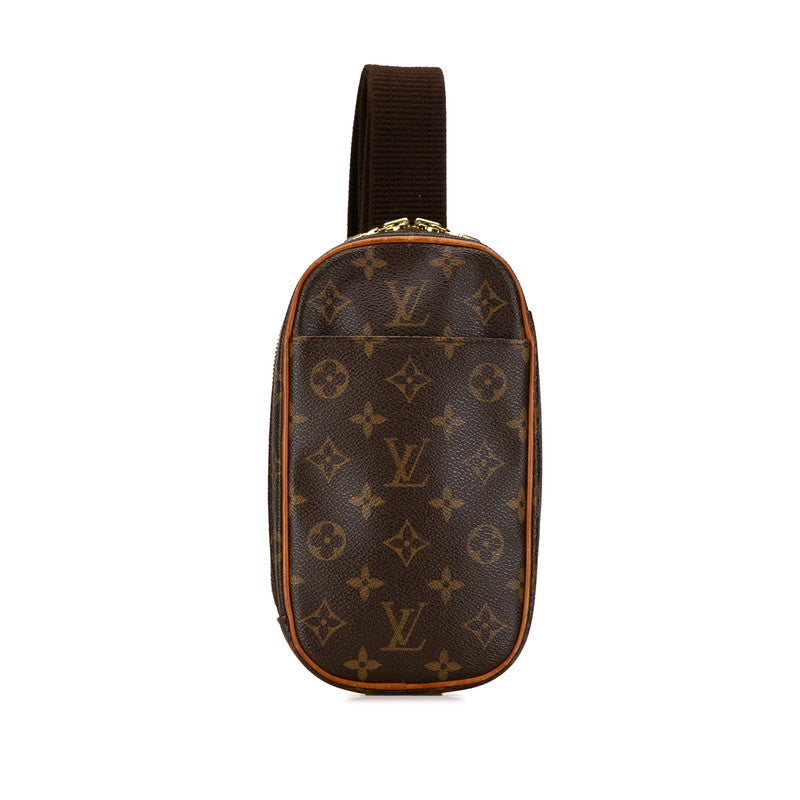 Louis Vuitton Monogram Pochette Gange Waist Bag M51870 Brown PVC Leather in Very Good Condition