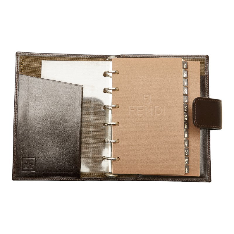 Fendi Zucca Agenda PM Brown Canvas Leather