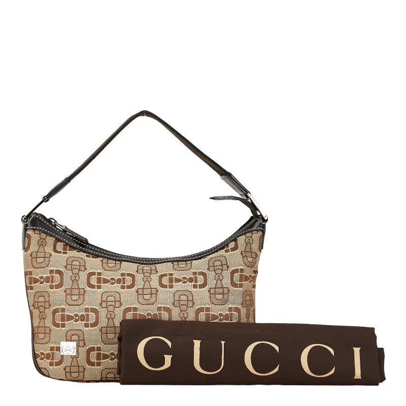 Gucci Horsebit Canvas Leather One Shoulder Bag 210032