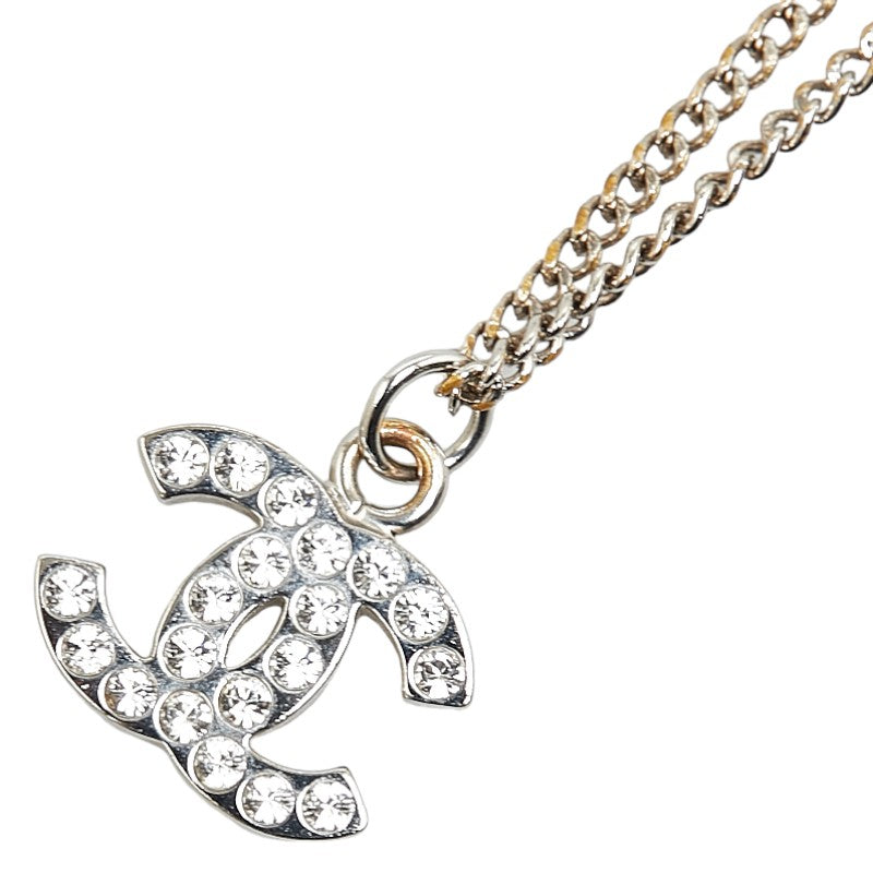 Chanel Coco Mark Rhinestone Metal Necklace in Very Good Condition