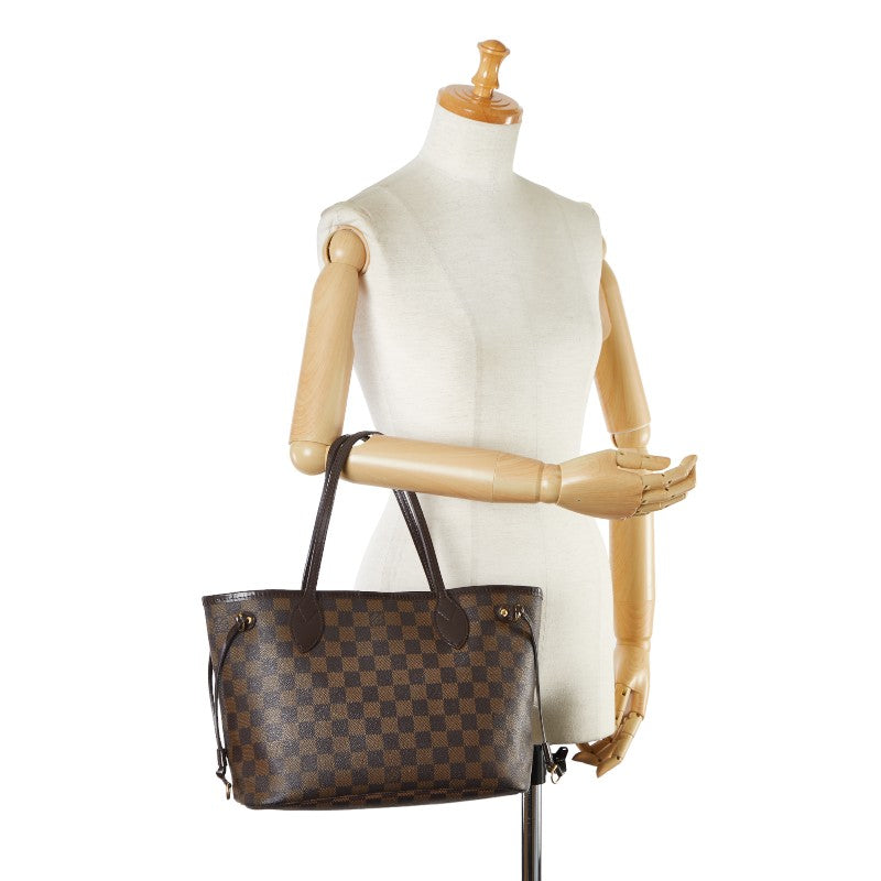 Louis Vuitton Damier Neverfull PM Tote Bag N51109 Brown PVC Leather