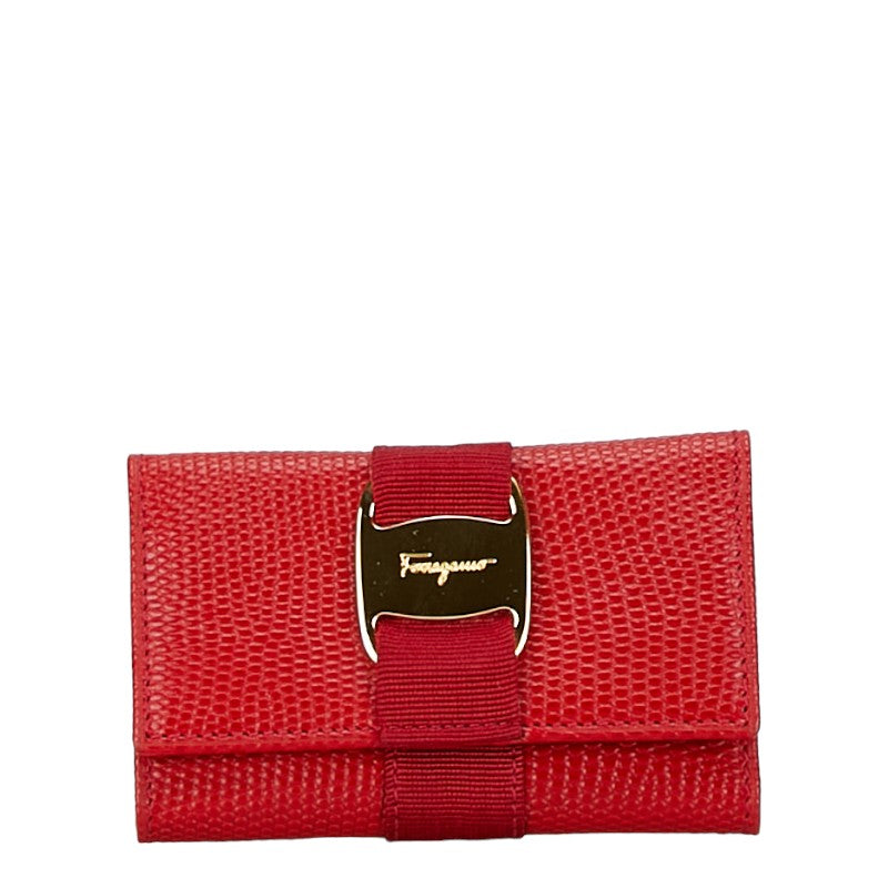 Salvatore Ferragamo Leather Vara Ribbon 6-Key Case Red