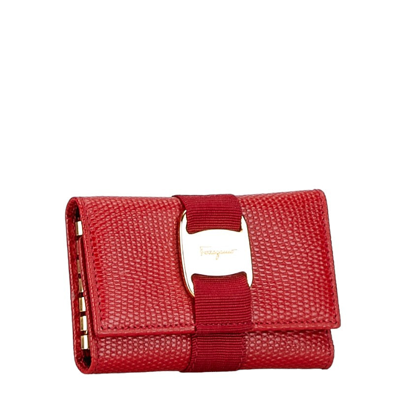 Salvatore Ferragamo Leather Vara Ribbon 6-Key Case Red