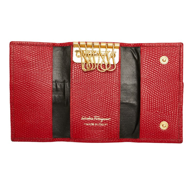 Salvatore Ferragamo Leather Vara Ribbon 6-Key Case Red