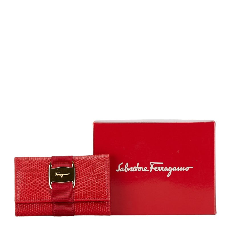 Salvatore Ferragamo Leather Vara Ribbon 6-Key Case Red