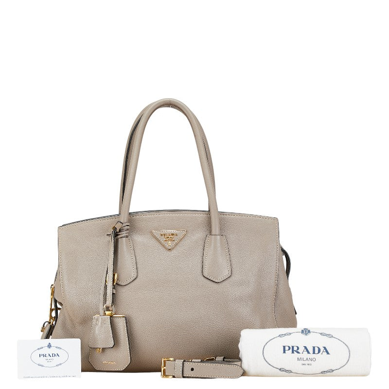 Prada Leather Triangle Logo Plate 2WAY Handbag BN2769 in Very Good Condition