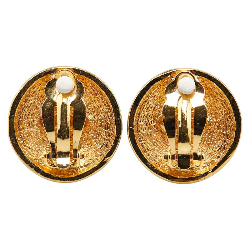 Chanel Coco Mark Matelasse Round Clip-On Earrings Gold Plated