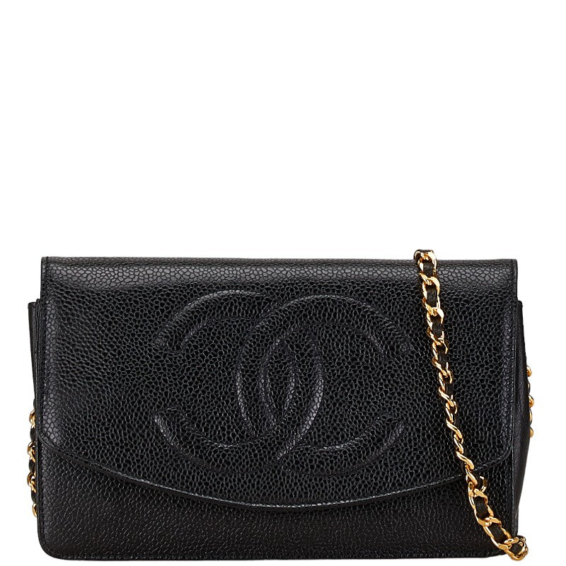 Chanel Caviar Leather Chain Wallet Shoulder Bag in Very Good Condition